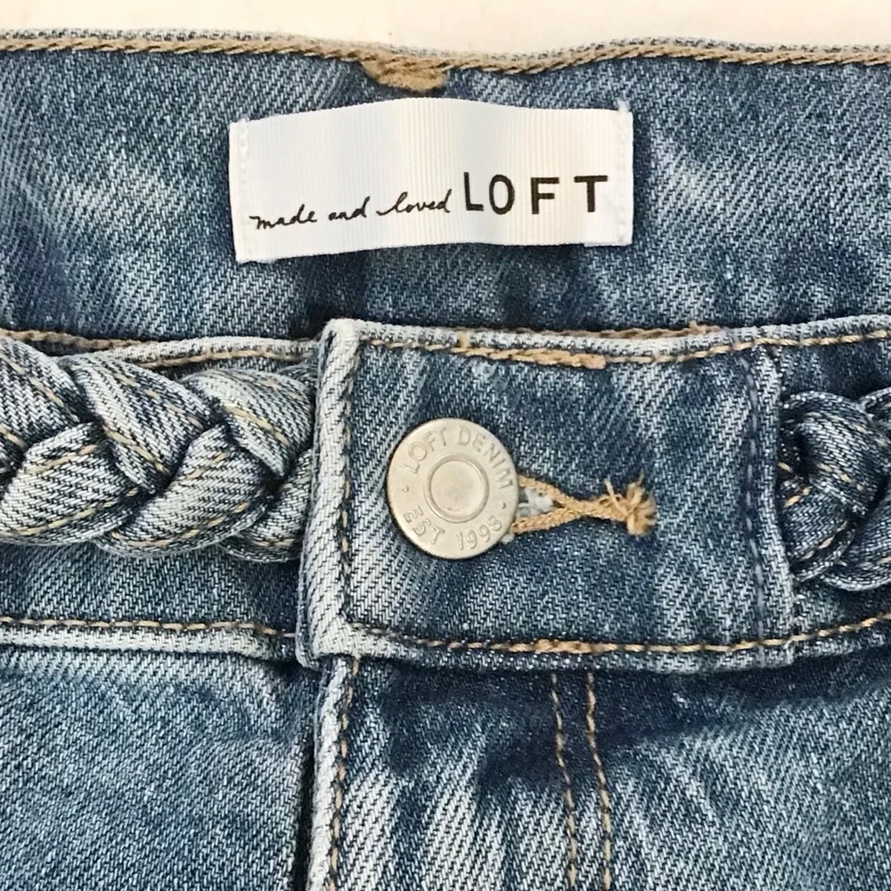 LOFT 10 (30) The Cut Off Short Women's Denim Jeans Shorts With Braided Belt